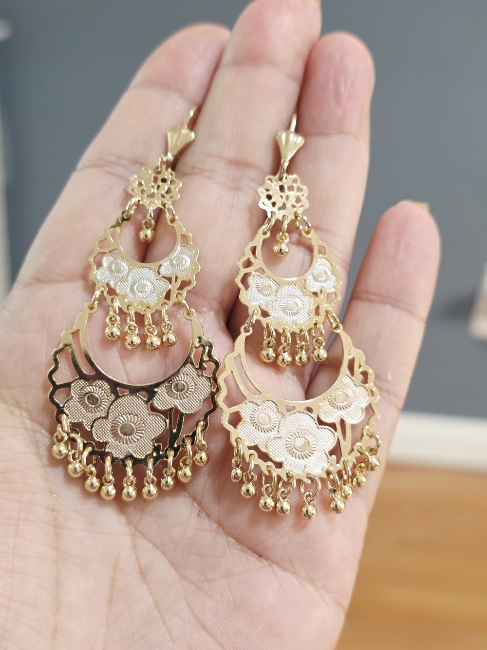 Gold Plated Filigree Dangle Earrings - Women Jewelry